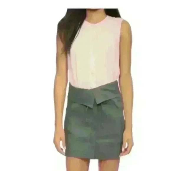 Vince Dresses & Skirts - Vince  Olive Button Down Mini Skirt size 4 summer